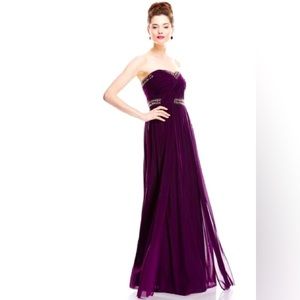 DECODE 1.8 ~ Purple Mesh Gold Beads Sweetheart Strapless Gown 10 NWT